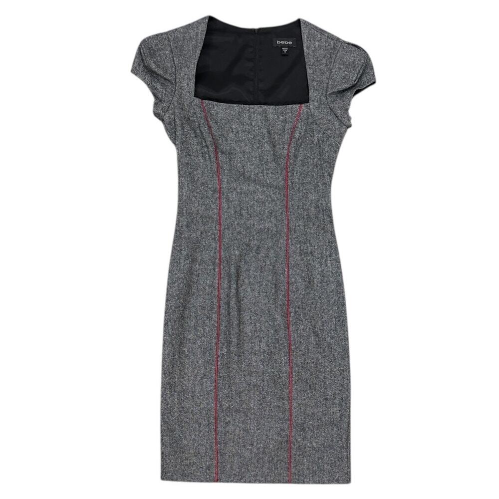 Y2k Bebe Tweed Lace Trim Sheath Dress